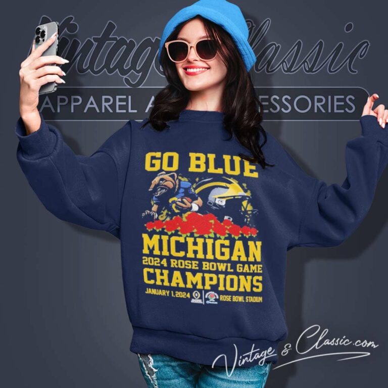 Michigan Rose Bowl Champions Mascot Go Blue Sweatshirt Michigan Rose Bowl Champions Mascot Go Blue Sweatshirt