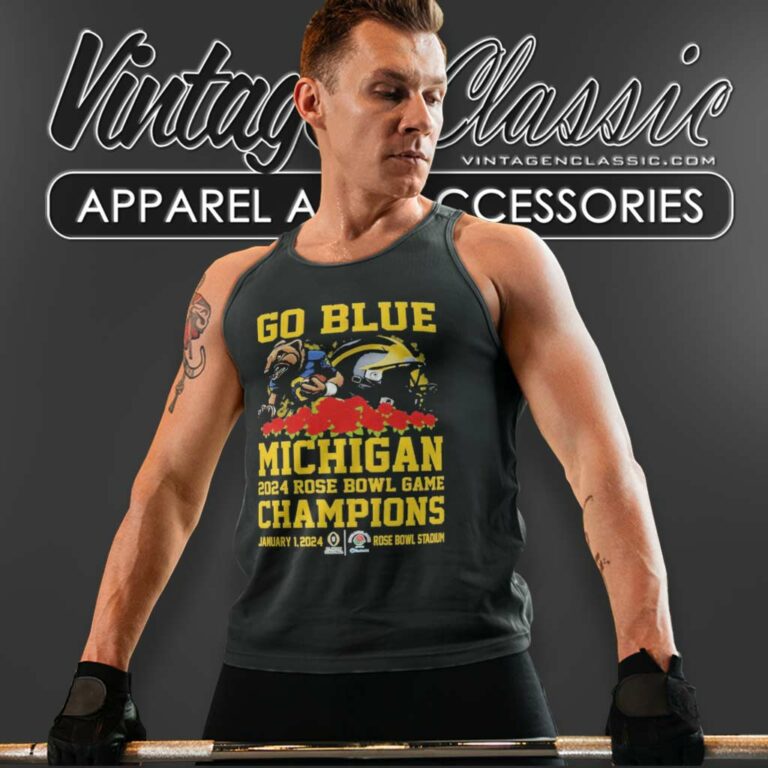 Michigan Rose Bowl Champions Mascot Go Blue Tank Top Racerback Michigan Rose Bowl Champions Mascot Go Blue Tank Top Racerback