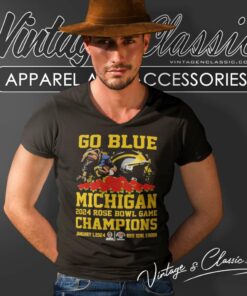 Michigan Rose Bowl Champions Mascot Go Blue V Neck TShirt