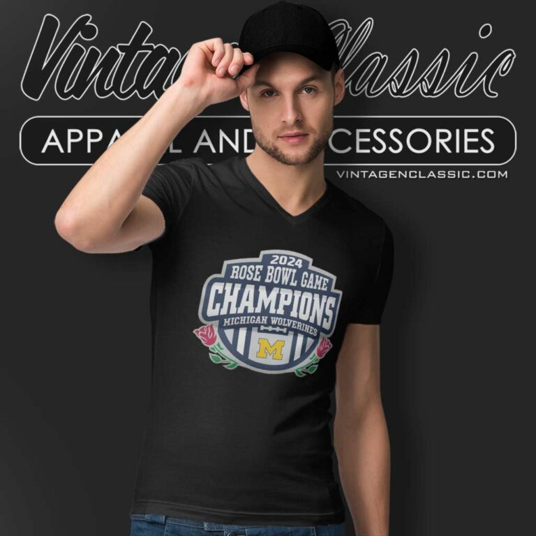 Michigan Rose Bowl Game 2024 Champions V Neck TShirt Michigan Rose Bowl Game 2024 Champions V Neck TShirt