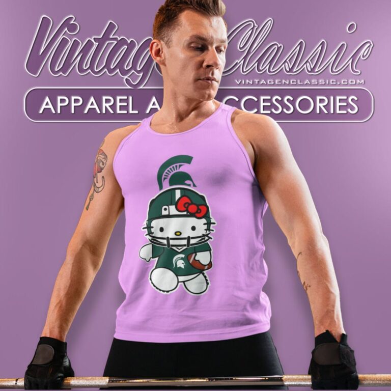 Michigan State Spartans Hello Kitty Tank Top Racerback Michigan State Spartans Hello Kitty Tank Top Racerback