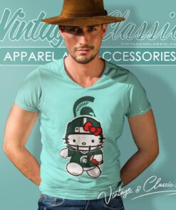 Michigan State Spartans Hello Kitty Shirt 5 Michigan State Spartans Hello Kitty V Neck TShirt