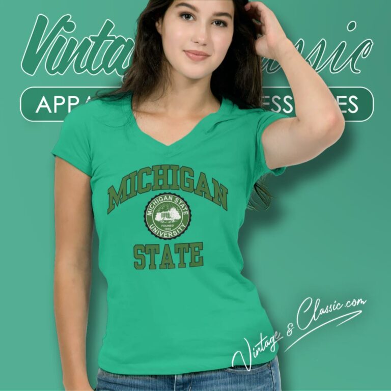 Michigan State University Big Logo V Neck TShirt Michigan State University Big Logo V Neck TShirt