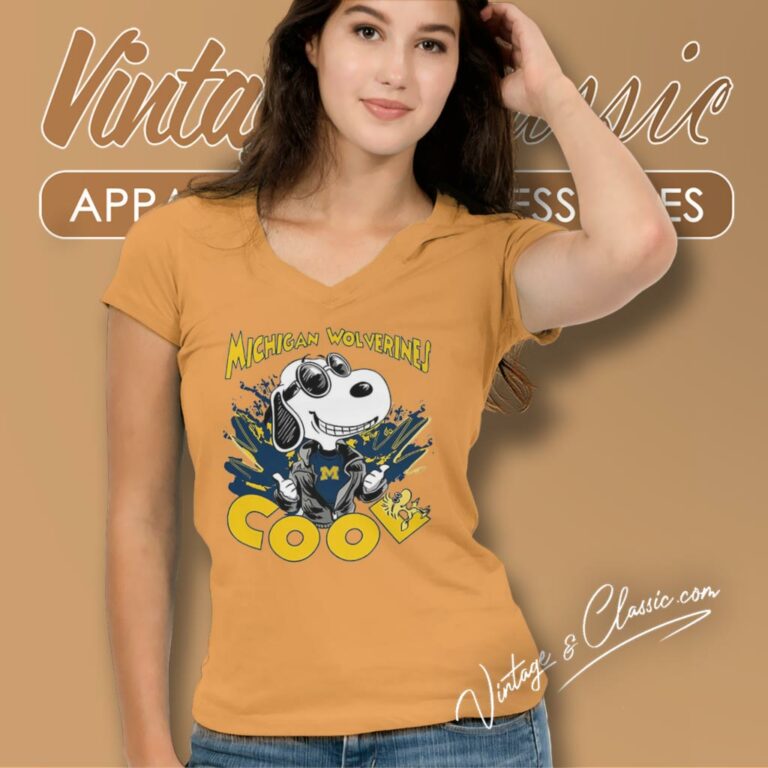 Michigan Wolverine Cool Snoopy V Neck TShirt Michigan Wolverine Cool Snoopy V Neck TShirt