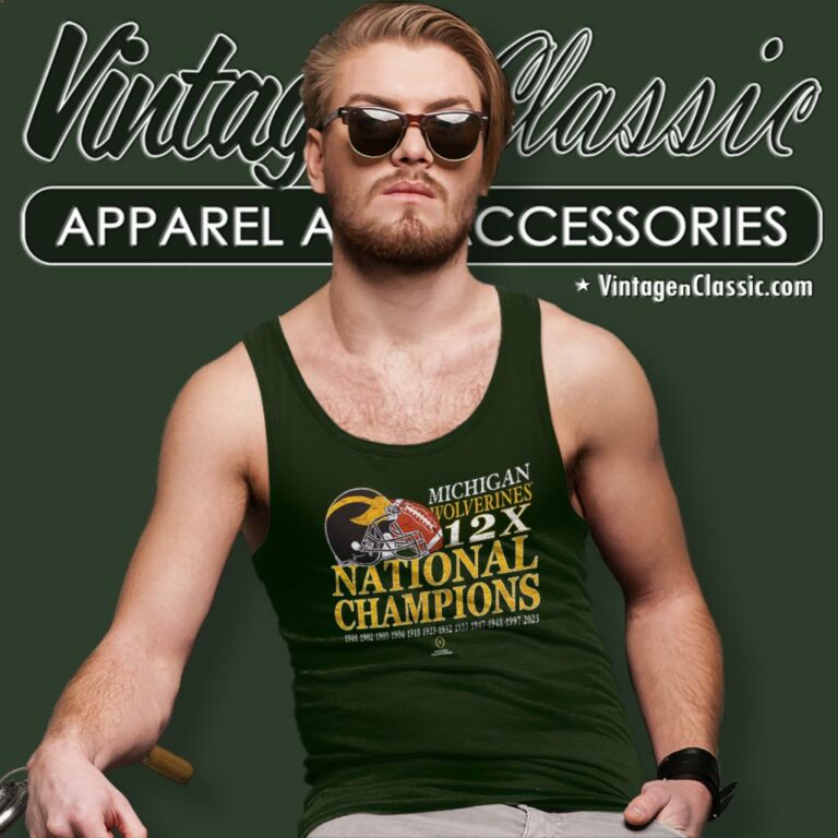Michigan Wolverines 12 Time Football National Champions Tank Top Racerback Michigan Wolverines 12 Time Football National Champions Tank Top Racerback