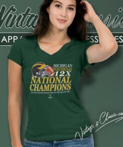 Michigan Wolverines 12 Time Football National Champions Shirt 5 Michigan Wolverines 12 Time Football National Champions V Neck TShirt