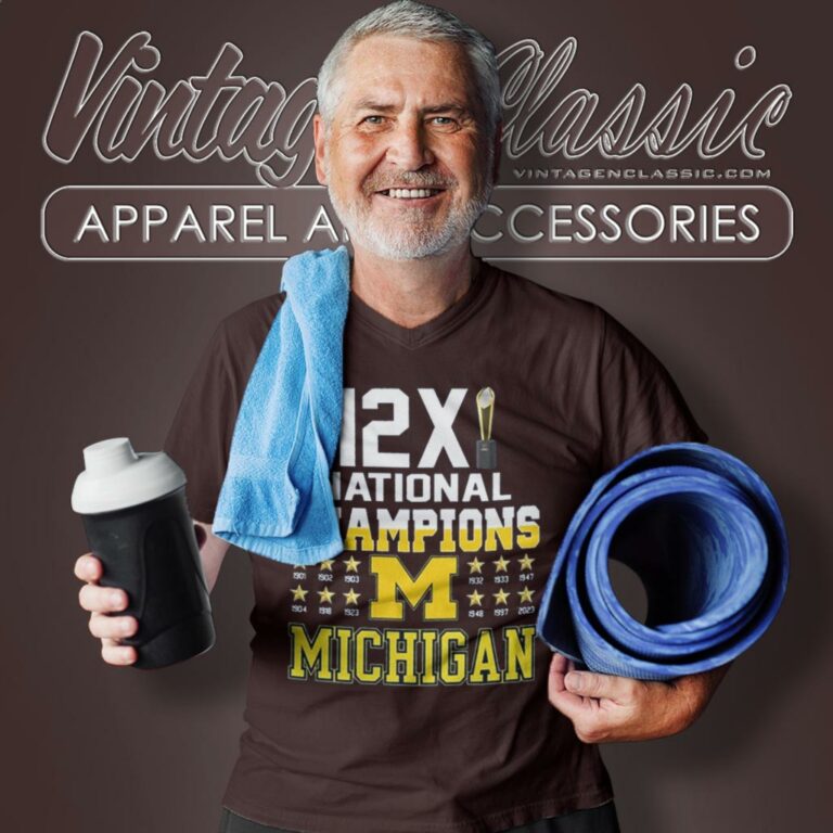 Michigan Wolverines 12x National Champions V Neck TShirt Michigan Wolverines 12x National Champions V Neck TShirt