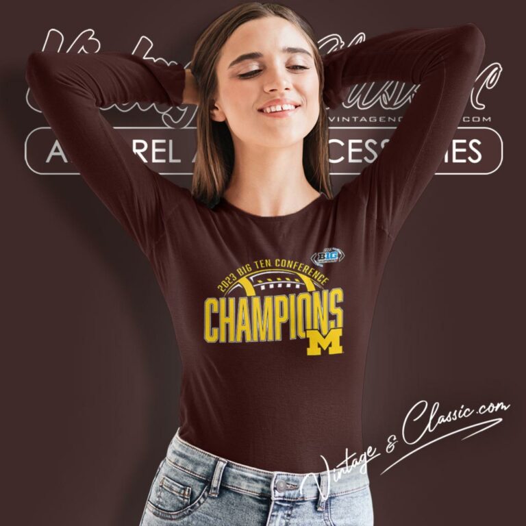 Michigan Wolverines 2023 Big Ten Football Conference Champions Long Sleeve Tee Michigan Wolverines 2023 Big Ten Football Conference Champions Long Sleeve Tee