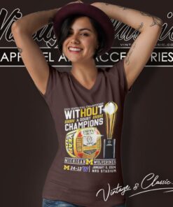 Michigan Wolverines 2024 National Champions Without A Doubt Champions Ring V Neck TShirt