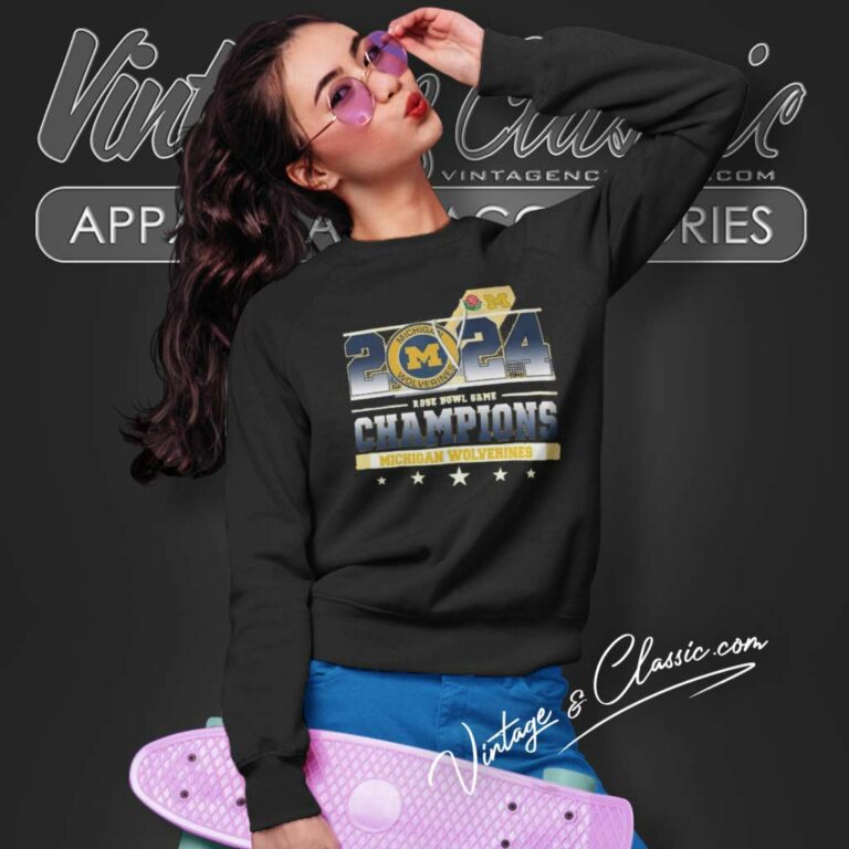 Michigan Wolverines 2024 Rose Bowl Game Champions Sweatshirt Michigan Wolverines 2024 Rose Bowl Game Champions Sweatshirt