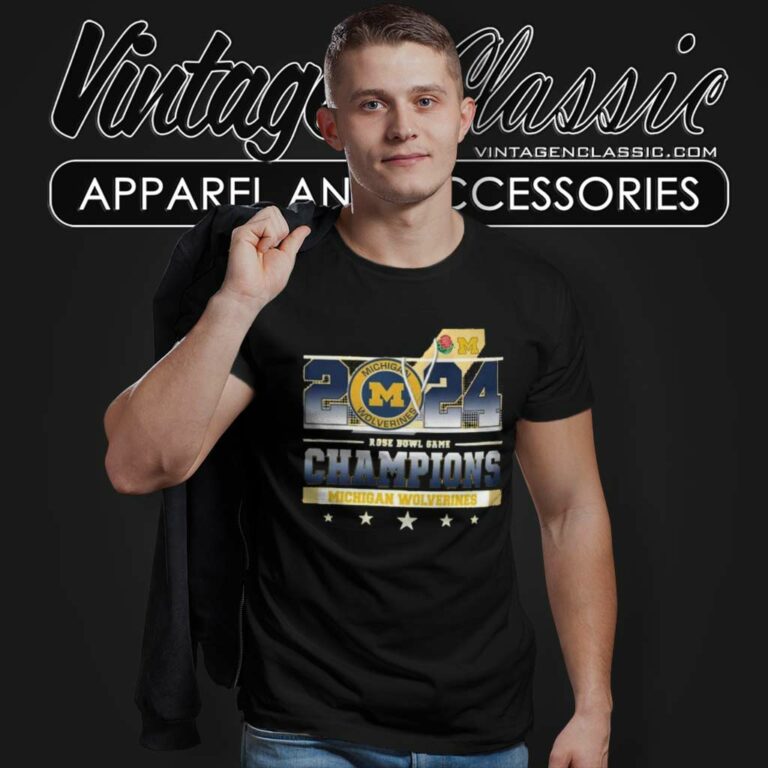 Michigan Wolverines 2024 Rose Bowl Game Champions T Shirt Michigan Wolverines 2024 Rose Bowl Game Champions T Shirt