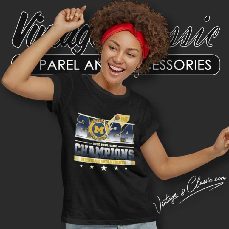 Michigan Wolverines 2024 Rose Bowl Game Champions Women TShirt Michigan Wolverines 2024 Rose Bowl Game Champions Women TShirt