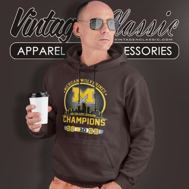 Michigan Wolverines Big Ten East Division Champions 2023 Skyline Hoodie Michigan Wolverines Big Ten East Division Champions 2023 Skyline Hoodie