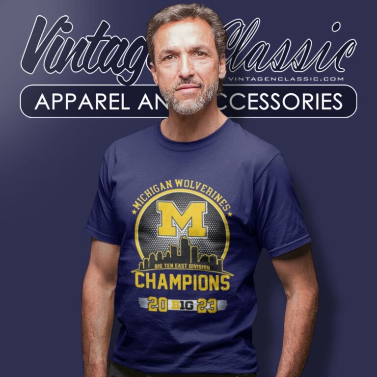 Michigan Wolverines Big Ten East Division Champions 2023 Skyline T Shirt Michigan Wolverines Big Ten East Division Champions 2023 Skyline T Shirt