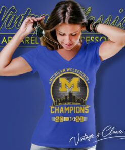 Michigan Wolverines Big Ten East Division Champions 2023 Skyline V Neck TShirt