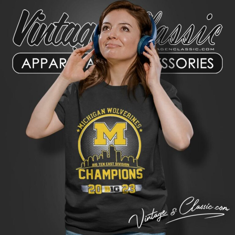 Michigan Wolverines Big Ten East Division Champions 2023 Skyline Women T Shirt Michigan Wolverines Big Ten East Division Champions 2023 Skyline Women T Shirt