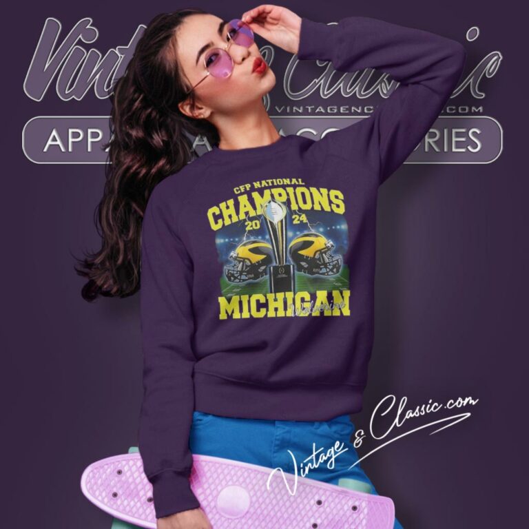 Michigan Wolverines Cfp National Champions 2024 Helmet Sweatshirt Michigan Wolverines Cfp National Champions 2024 Helmet Sweatshirt