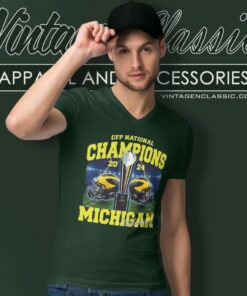 Michigan Wolverines Cfp National Champions 2024 Helmet V Neck TShirt