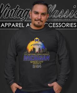 Michigan Wolverines Cfp National Championship Space City 2024 Long Sleeve Tee