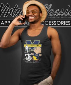 Michigan Wolverines Charlie Brown Snoopy Dancing Shirt 5 Michigan Wolverines Charlie Brown Snoopy Dancing Tank Top Racerback