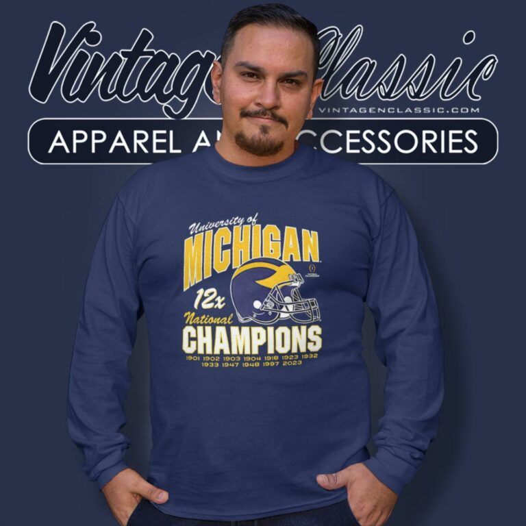 Michigan Wolverines College Football Playoff 2023 National Champions Long Sleeve Tee Michigan Wolverines College Football Playoff 2023 National Champions Long Sleeve Tee