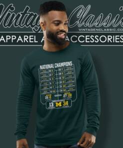 Michigan Wolverines College Football Playoff 2023 National Champions Schedule Long Sleeve Tee