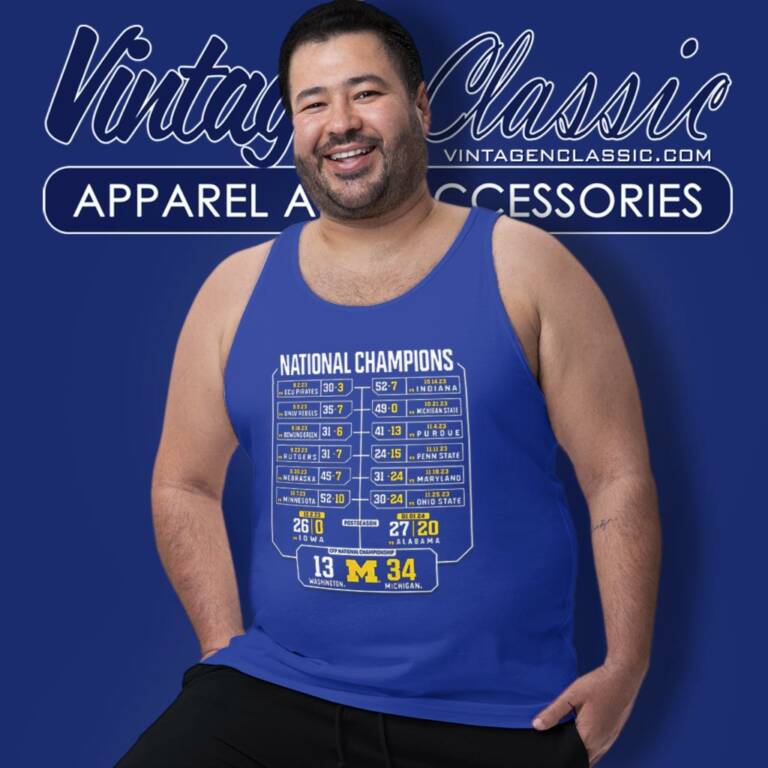 Michigan Wolverines College Football Playoff 2023 National Champions Schedule Tank Top Racerback Michigan Wolverines College Football Playoff 2023 National Champions Schedule Tank Top Racerback