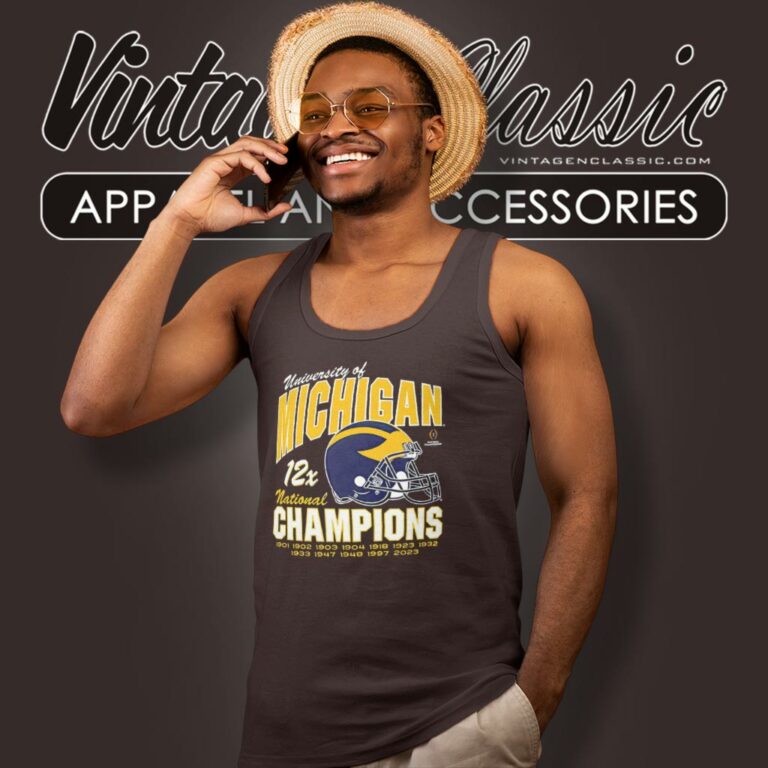 Michigan Wolverines College Football Playoff 2023 National Champions Tank Top Racerback Michigan Wolverines College Football Playoff 2023 National Champions Tank Top Racerback