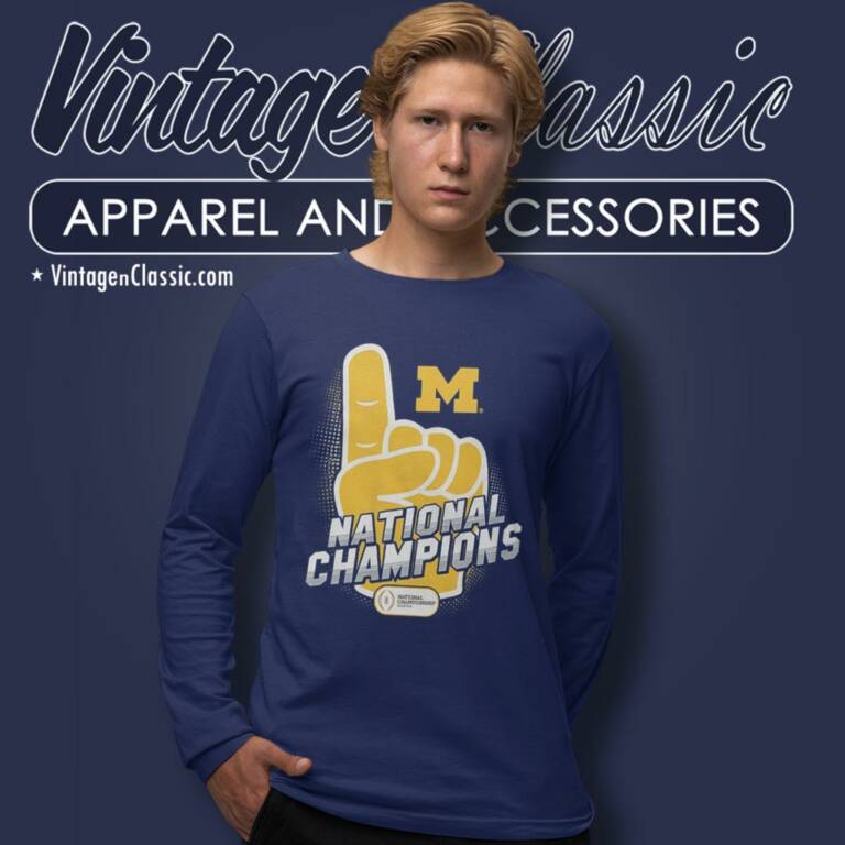 Michigan Wolverines College Football Playoff 2023 National One Champions Long Sleeve Tee Michigan Wolverines College Football Playoff 2023 National One Champions Long Sleeve Tee