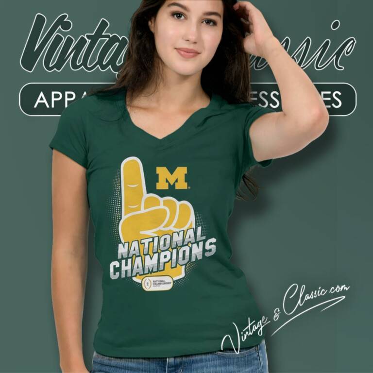 Michigan Wolverines College Football Playoff 2023 National One Champions V Neck TShirt Michigan Wolverines College Football Playoff 2023 National One Champions V Neck TShirt