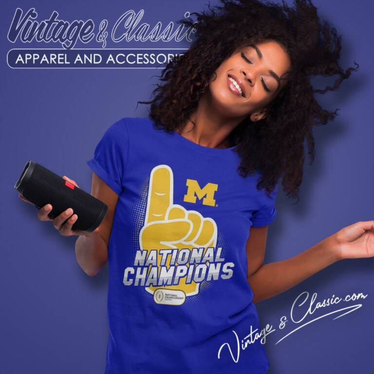 Michigan Wolverines College Football Playoff 2023 National One Champions Women T Shirt Michigan Wolverines College Football Playoff 2023 National One Champions Women T Shirt