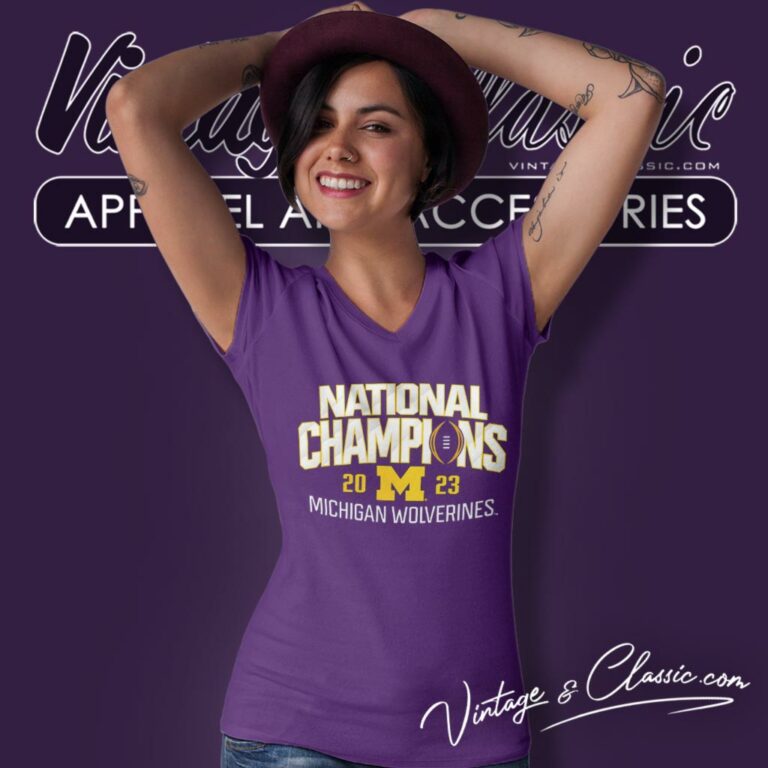 Michigan Wolverines College Football Playoff National Champions 2023 V Neck TShirt Michigan Wolverines College Football Playoff National Champions 2023 V Neck TShirt