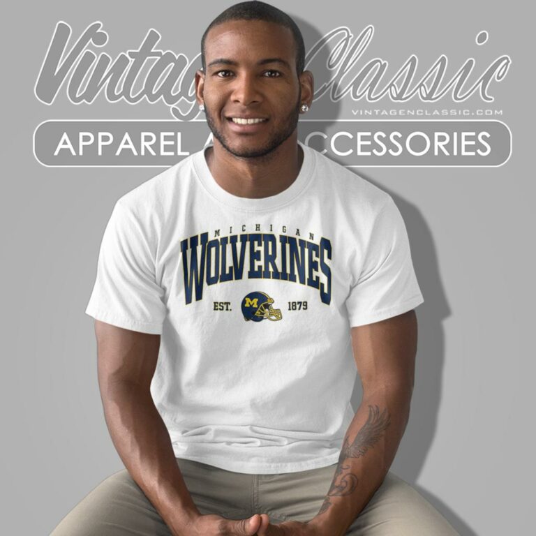 Michigan Wolverines Football Est 1879 Helmet Retro T Shirt Michigan Wolverines Football Est 1879 Helmet Retro T Shirt