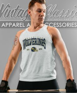 Michigan Wolverines Football Est 1879 Helmet Retro Tank Top Racerback