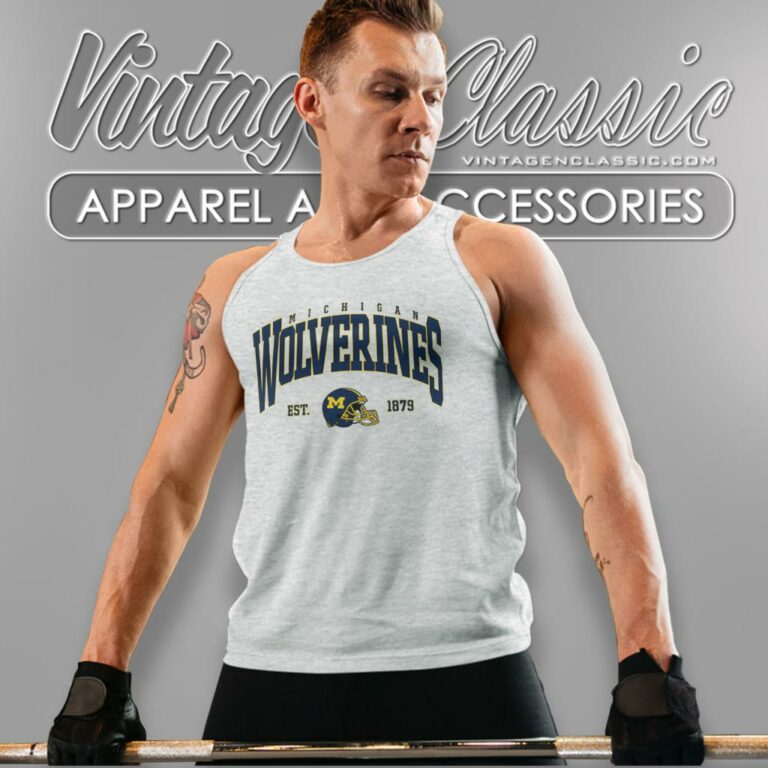 Michigan Wolverines Football Est 1879 Helmet Retro Tank Top Racerback Michigan Wolverines Football Est 1879 Helmet Retro Tank Top Racerback