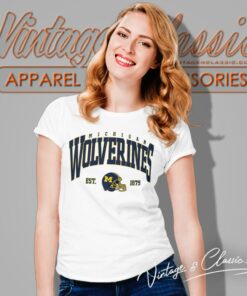 Michigan Wolverines Football Est 1879 Helmet Retro Women T Shirt