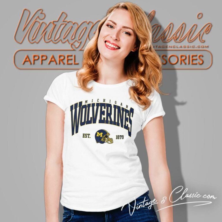 Michigan Wolverines Football Est 1879 Helmet Retro Women T Shirt Michigan Wolverines Football Est 1879 Helmet Retro Women T Shirt