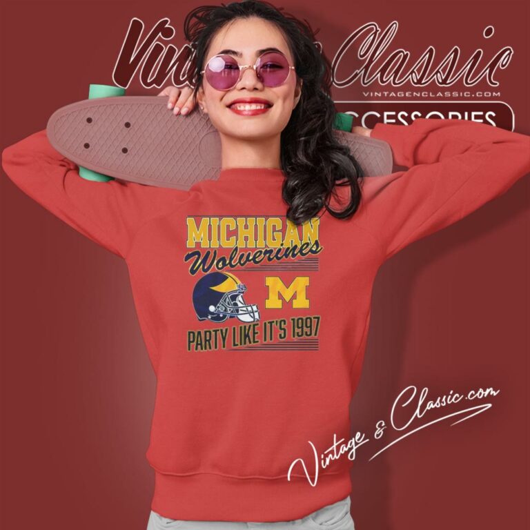 Michigan Wolverines Football Party Like Its 1997 Helmet Logo Sweatshirt Michigan Wolverines Football Party Like Its 1997 Helmet Logo Sweatshirt