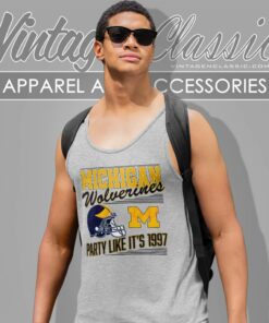 Michigan Wolverines Football Party Like Its 1997 Helmet Logo Tank Top Racerback