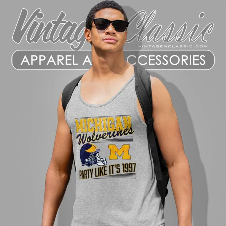 Michigan Wolverines Football Party Like Its 1997 Helmet Logo Tank Top Racerback Michigan Wolverines Football Party Like Its 1997 Helmet Logo Tank Top Racerback