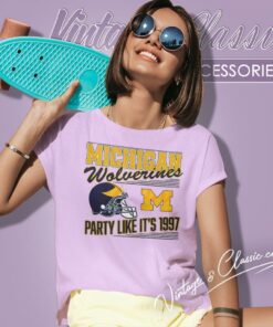 Michigan Wolverines Football Party Like Its 1997 Helmet Logo Women T Shirt