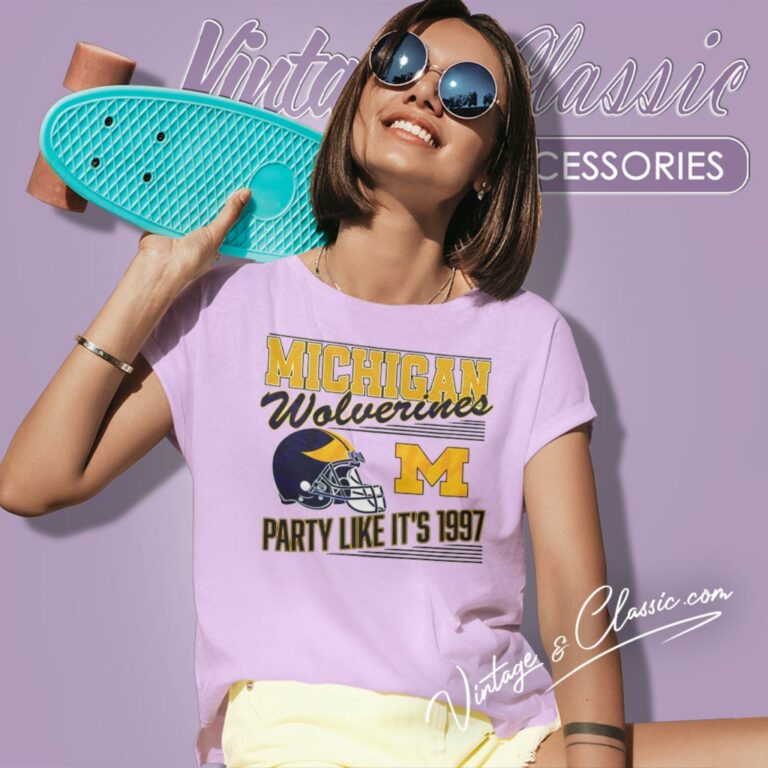 Michigan Wolverines Football Party Like Its 1997 Helmet Logo Women T Shirt Michigan Wolverines Football Party Like Its 1997 Helmet Logo Women T Shirt