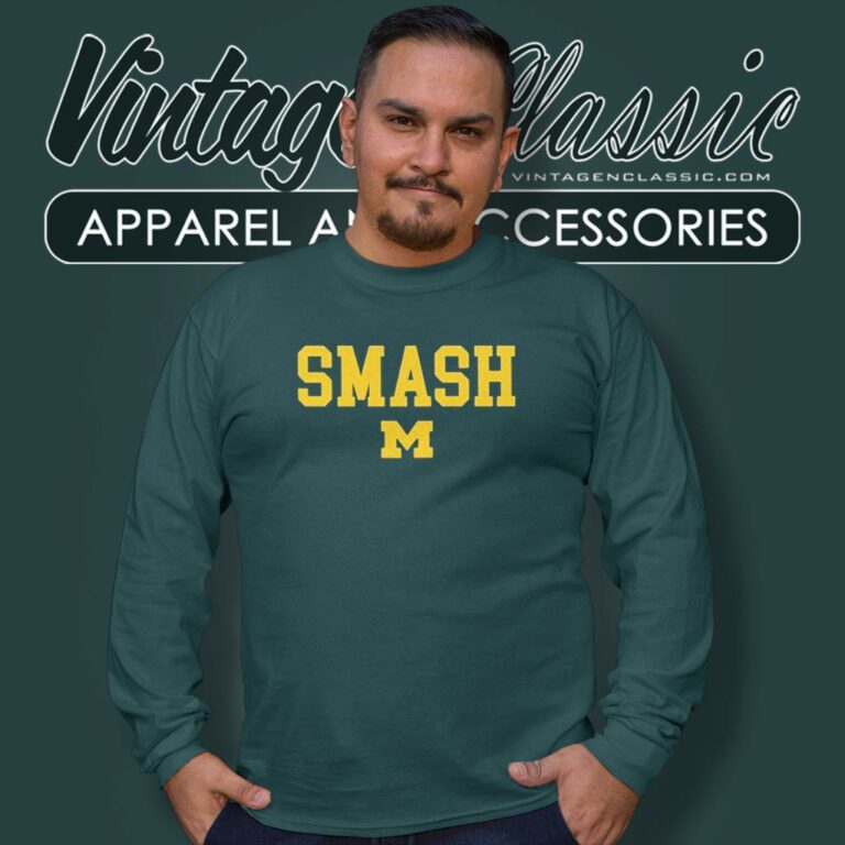 Michigan Wolverines Football Smash Long Sleeve Tee Michigan Wolverines Football Smash Long Sleeve Tee