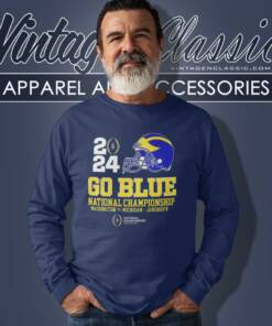 Michigan Wolverines Go Blue 2024 Cfp National Championship Football Long Sleeve Tee