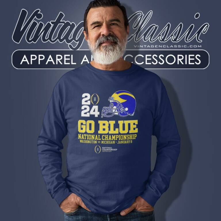 Michigan Wolverines Go Blue 2024 Cfp National Championship Football Long Sleeve Tee Michigan Wolverines Go Blue 2024 Cfp National Championship Football Long Sleeve Tee