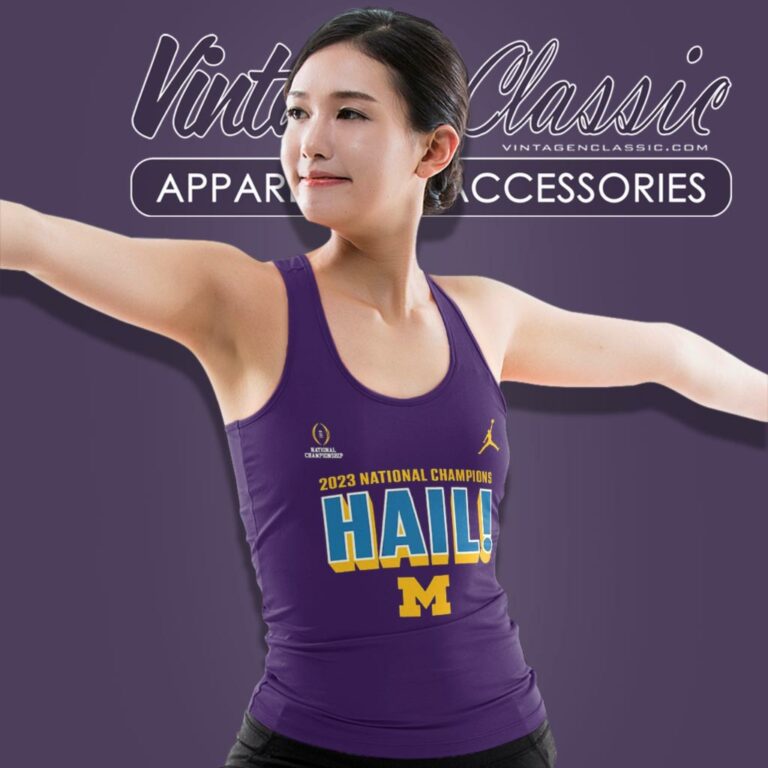 Michigan Wolverines Hail 2023 National Champions Tank Top Racerback Michigan Wolverines Hail 2023 National Champions Tank Top Racerback