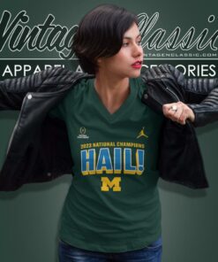 Michigan Wolverines Hail 2023 National Champions V Neck TShirt