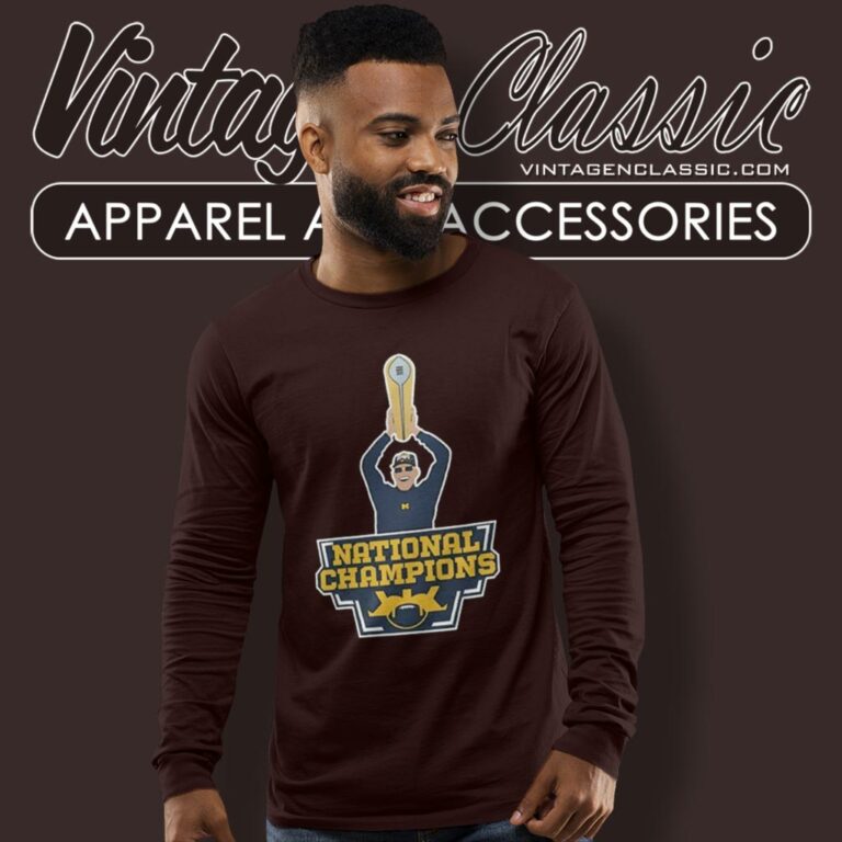 Michigan Wolverines Harbaugh National Champions Long Sleeve Tee Michigan Wolverines Harbaugh National Champions Long Sleeve Tee