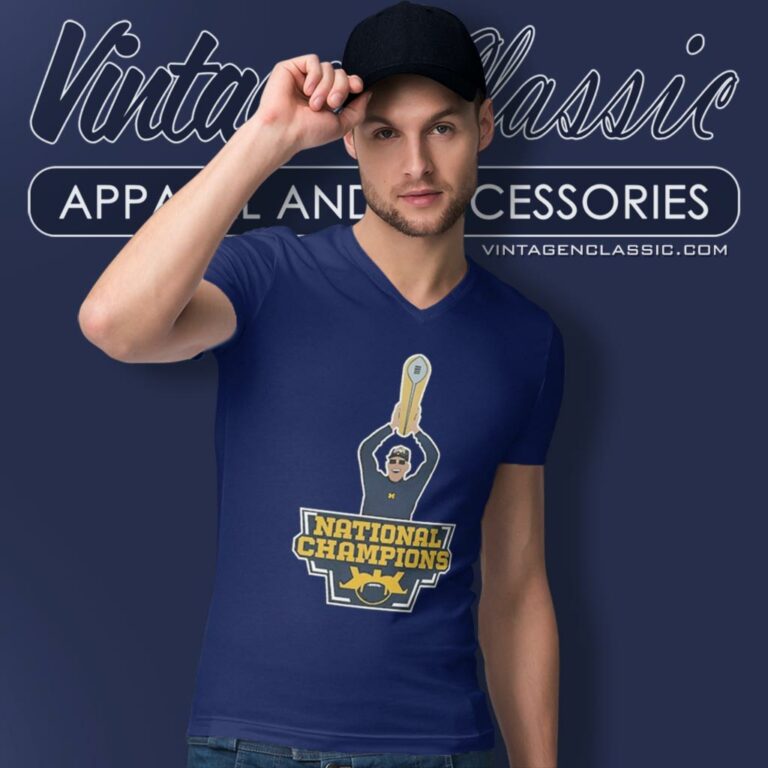 Michigan Wolverines Harbaugh National Champions V Neck TShirt Michigan Wolverines Harbaugh National Champions V Neck TShirt