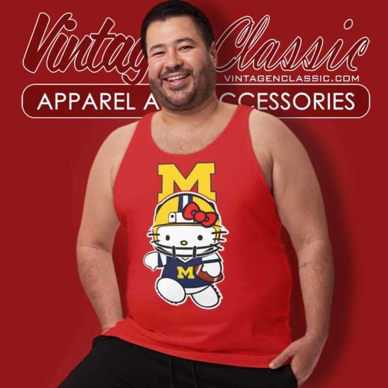 Michigan Wolverines Hello Kitty Tank Top Racerback Michigan Wolverines Hello Kitty Tank Top Racerback